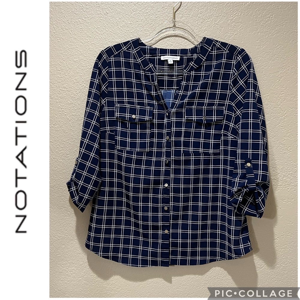 Notations Button Down Blouse Size M - image 1